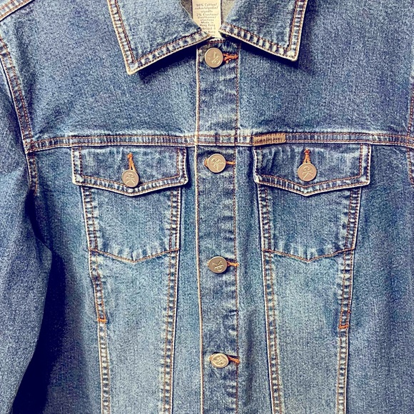 Vintage Calvin Klein Jeans Blue Denim Trucker Jean Jacket 90s Women Size LG - Picture 7 of 11